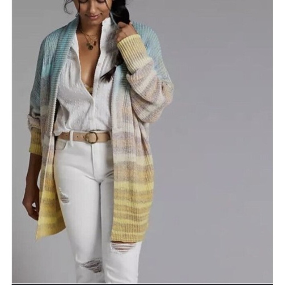 Anthropologie Pilcro Sweater Cardigan Womens size XS space dyed crochet‎ ombre